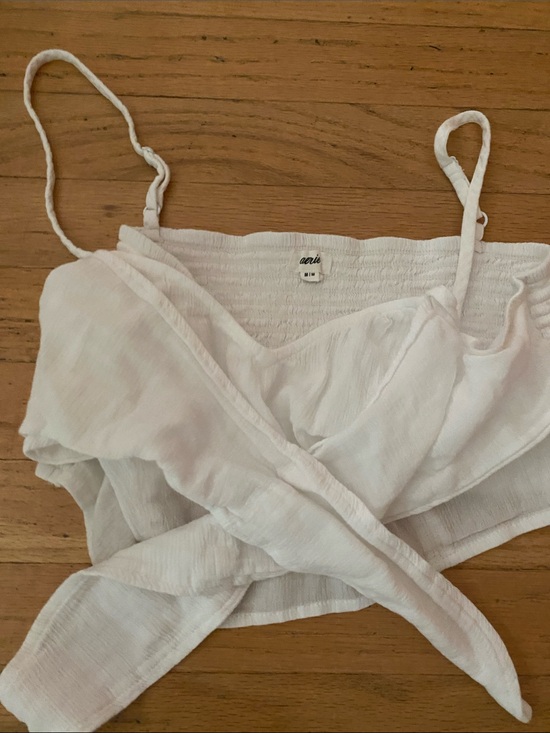 aerie Tops - aerie White Wrap Crop Cami with Spaghetti Straps